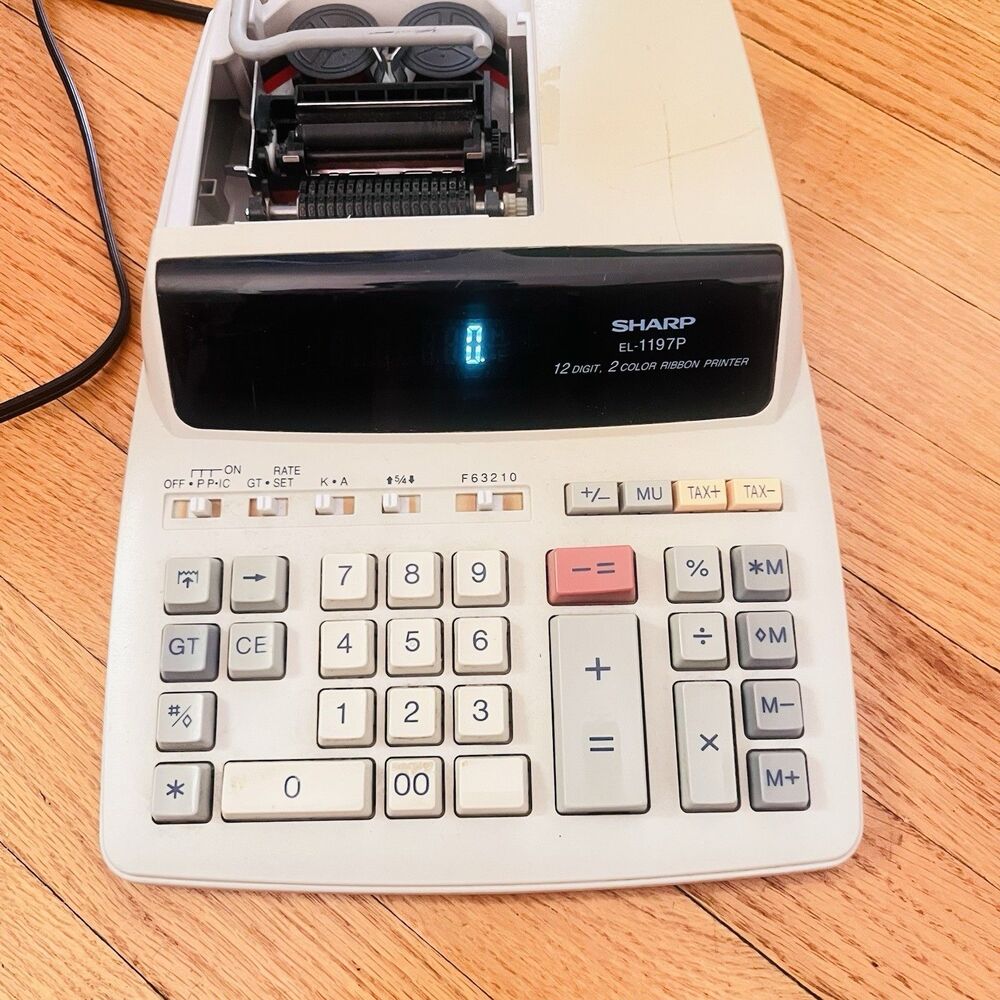 Sharp EL-1197P 12-Digit Printing Calculator Tested Missing Cover Works Great